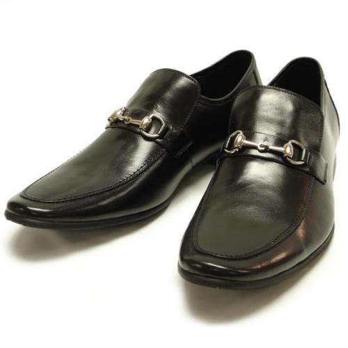 Encore By Fiesso Black Genuine Leather Loafer Shoes FI6405